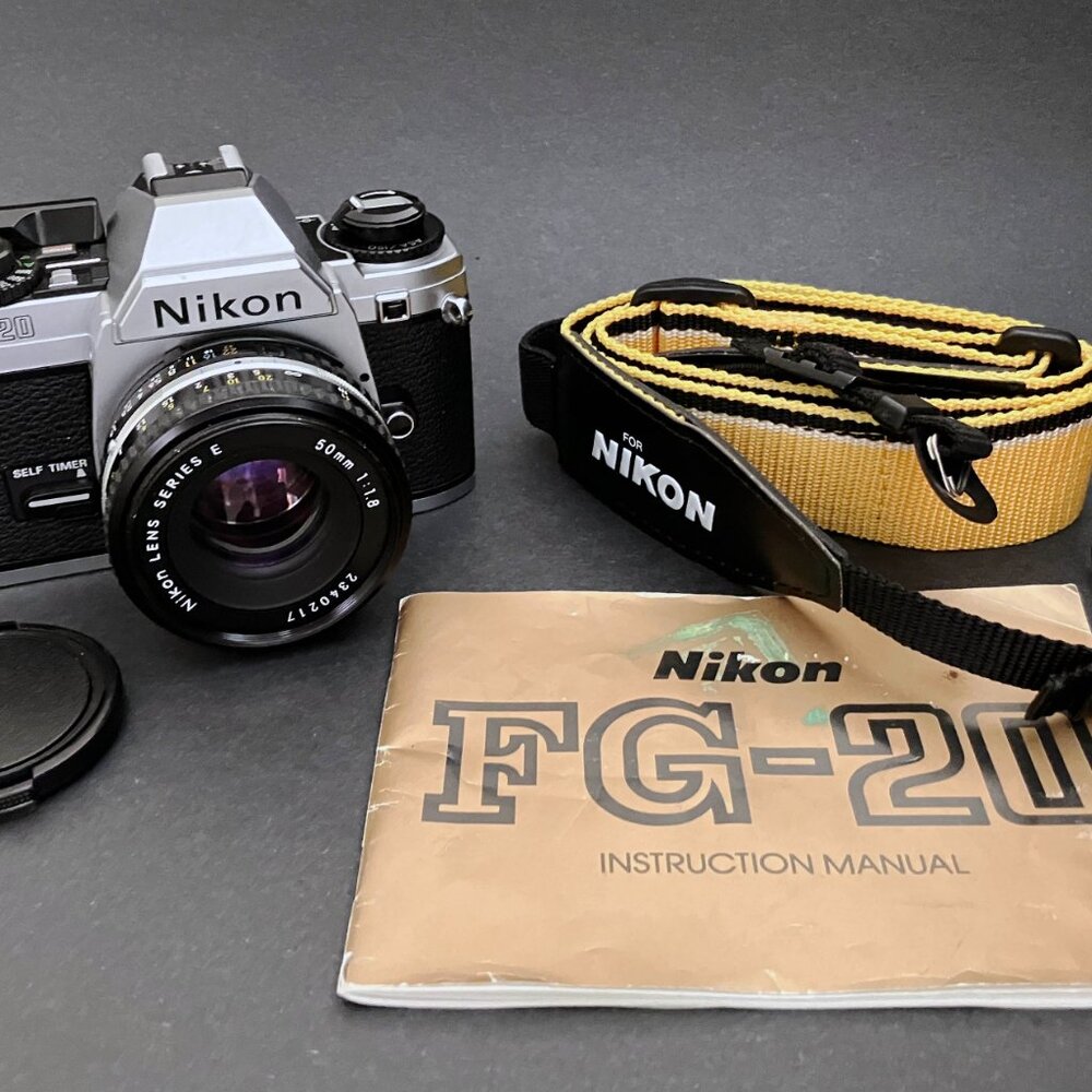 Nikon FG-20 _ 35mm Film Camera SLR w/ Nikon 50mm f:1.8 Prime Lens _ New Seals!